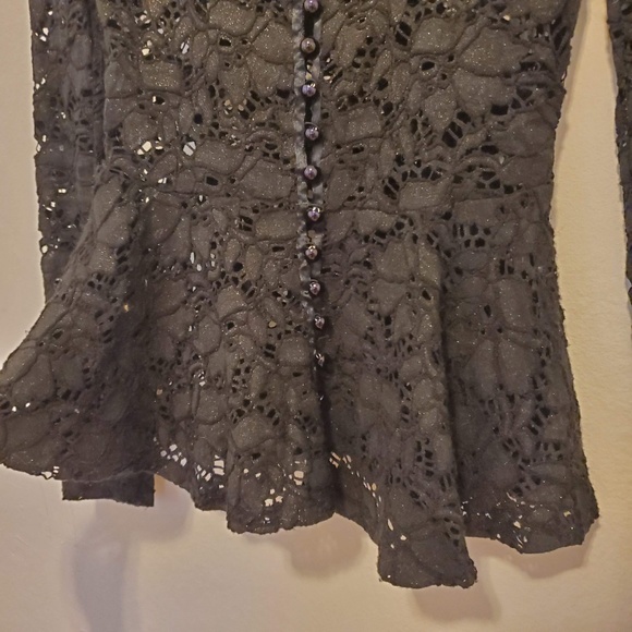 Betsey Johnson Button-Front Lace Peplum Top - Picture 4 of 4